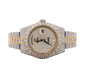 Custom diamond-set two-tone white and yellow gold Day-Date with baguette bezel