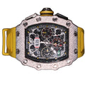 Custom diamond-set RM 11-03 flyback chronograph with yellow rubber strap