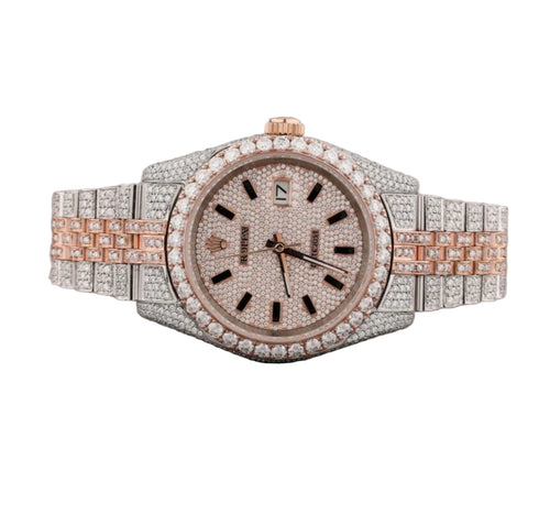 Custom diamond-set Datejust in two-tone steel and Everose gold