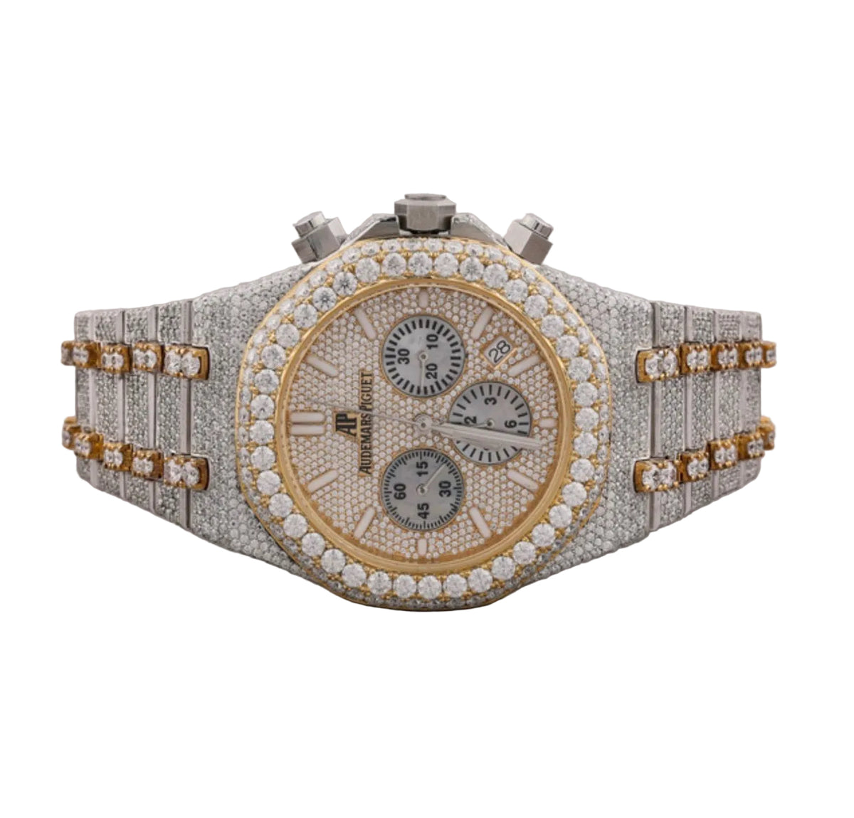 Custom two-tone pavé Royal Oak Offshore chronograph