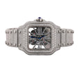 Custom fully pavé Santos Skeleton with blue sapphire crown