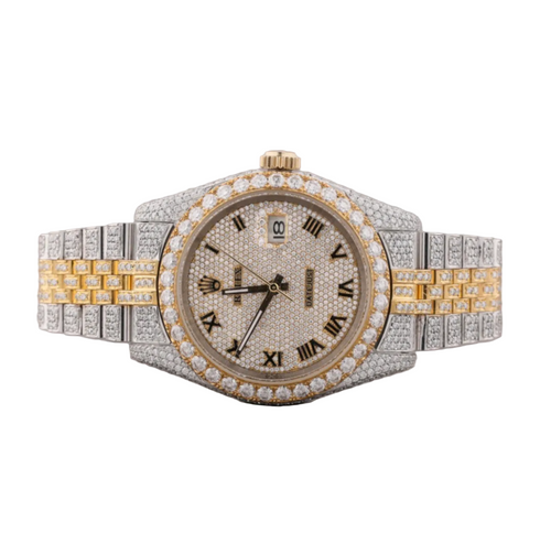 Custom diamond-set two-tone steel and yellow gold Datejust on a Jubilee bracelet