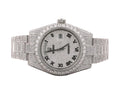 Custom diamond-set Day-Date in white gold with pavé bezel, dial and President bracelet