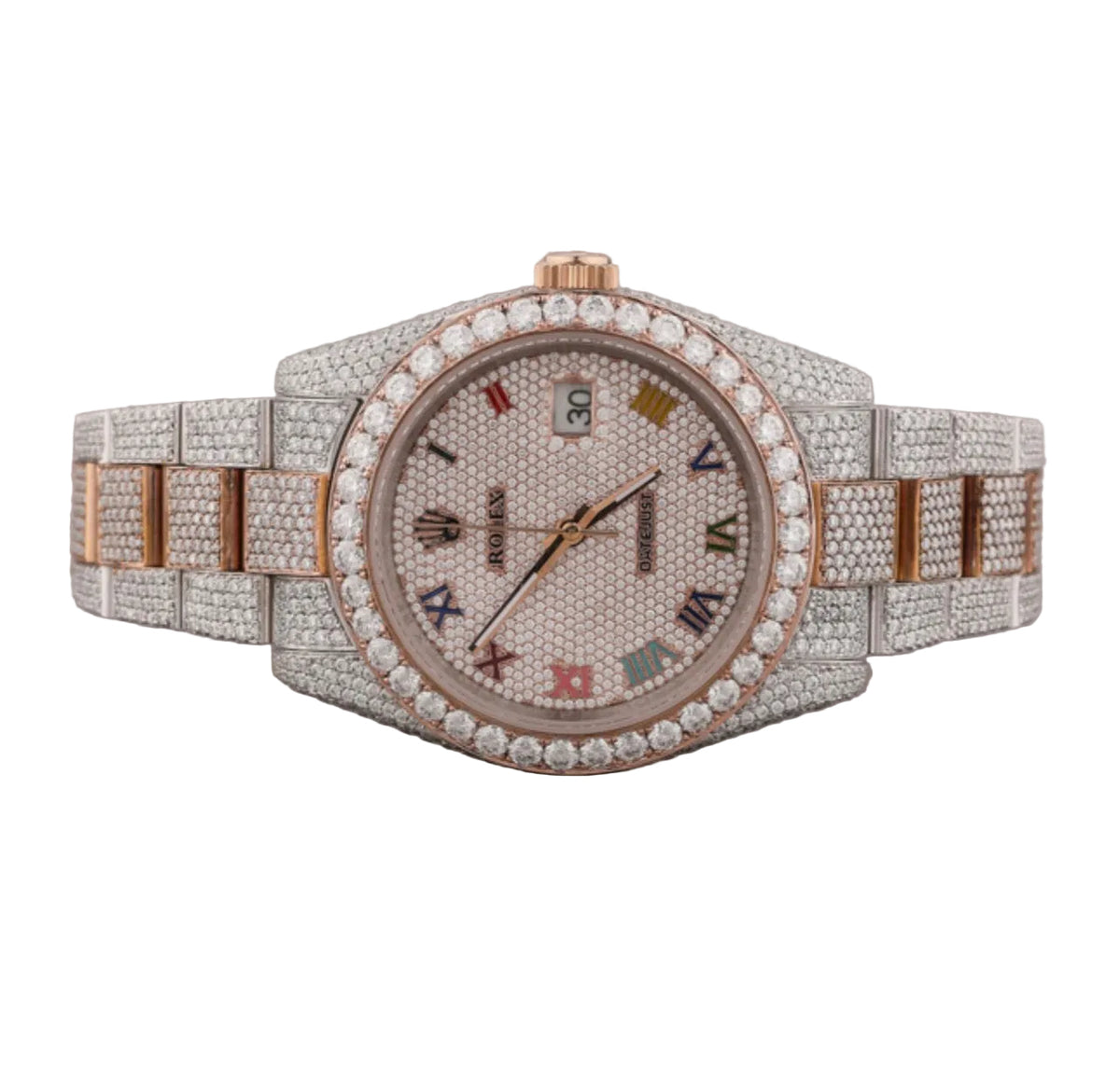 Custom diamond-set Datejust 36 in two-tone rose gold and stainless steel