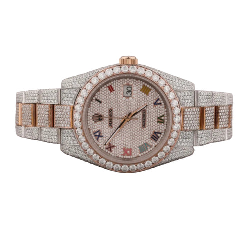 Custom diamond-set Datejust 36 in two-tone rose gold and stainless steel