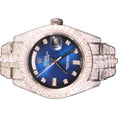 Custom fully iced Day-Date with blue ombré dial on a President bracelet