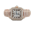 Custom diamond-set Santos in full rose gold with pavé diamonds